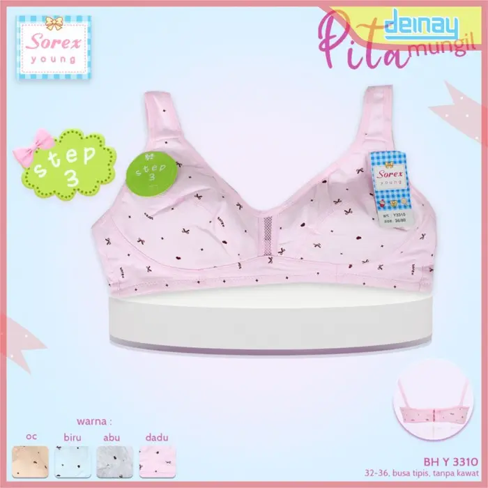 PAKET 3Pcs Bra Remaja Sorex  Young Y3323 Y3324 Y3325 Y3310 Sorex Young step 3 no busa no kawat 6