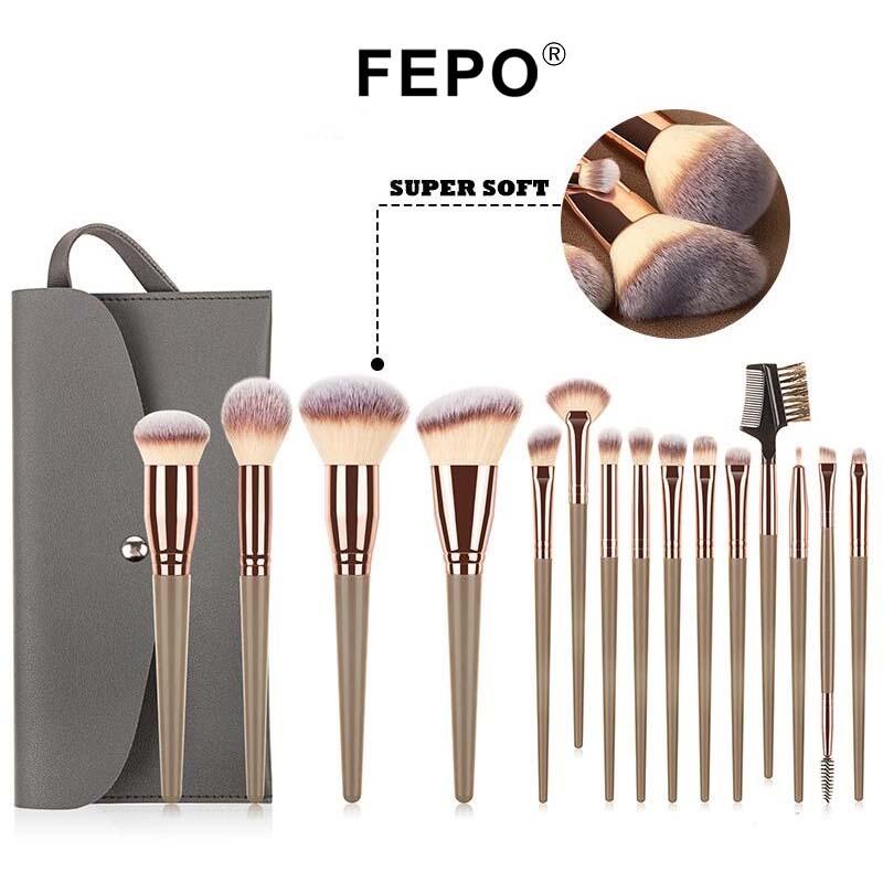 FEPO 15 Cái / bộ Người Mới Bắt Đầu Cọ Trang Điểm Chuyên Nghiệp Bàn Chải Trang Điểm Bàn Chải Mắt Mềm Blush Nền Phấn Mắt Có Túi Dụng Cụ Làm Đẹp Di Động