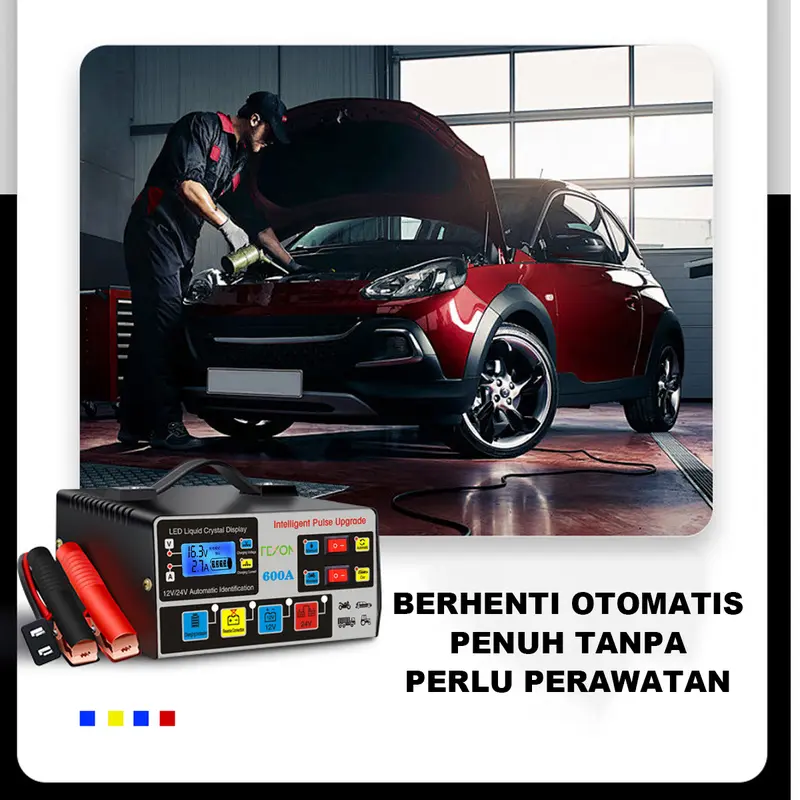 【COD】FEXON Pulsa Frekuensi Tinggi Penyedia Daya Kendaraan Perbaikan Otomatis Pintar 12V24V 600Ah Pengisi Daya Pengisi Daya Aki Mobil Penggantian Mobil Yang Cepat Dan Cerdas 6