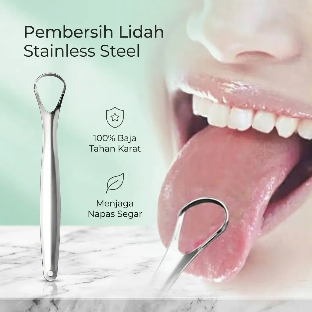 Biutte.co Pembersih Lidah Tongue Oral Scraper Cleaner Stainless Steel - LO13