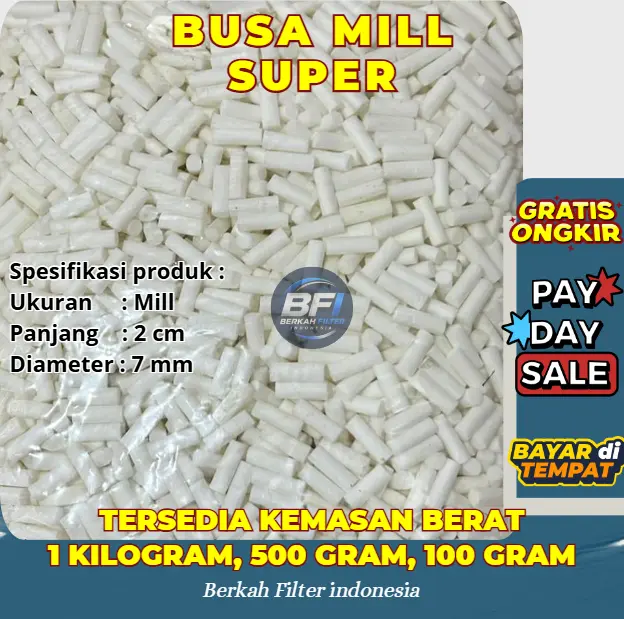 Busa Gabus Filter Saringan Kapas Aquarium Mill Super Kualitas Super 1kg 500g 100g untuk Kesehatan Ikan Berat 1kg 500g 100g