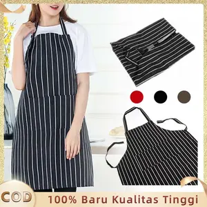Apron Barista Coffee Keren Celemek Kain Motif Salur Barista Bartender Celemek
