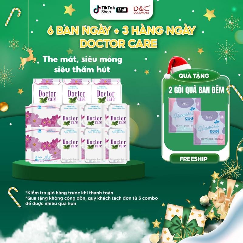 COMBO 9 gói Băng vệ sinh D&C Doctor care mát lạnh 6 Ban ngày 24,5cm và 3 hàng ngày 16cm
