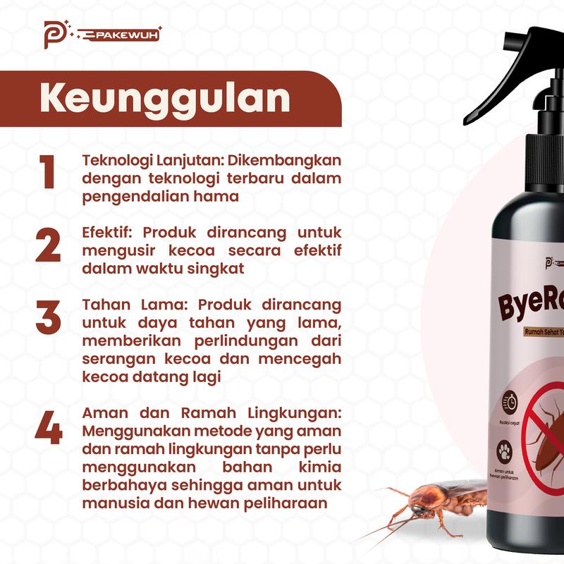 Pakewuh - ByeRoach Pengusir Kecoa 250 ML Cleaning Pembersih Ruangan lipas coro serangga 3