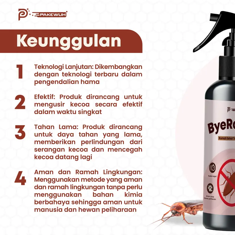 Pakewuh - ByeRoach Pengusir Kecoa 250 ML Cleaning Pembersih Ruangan lipas coro serangga 3