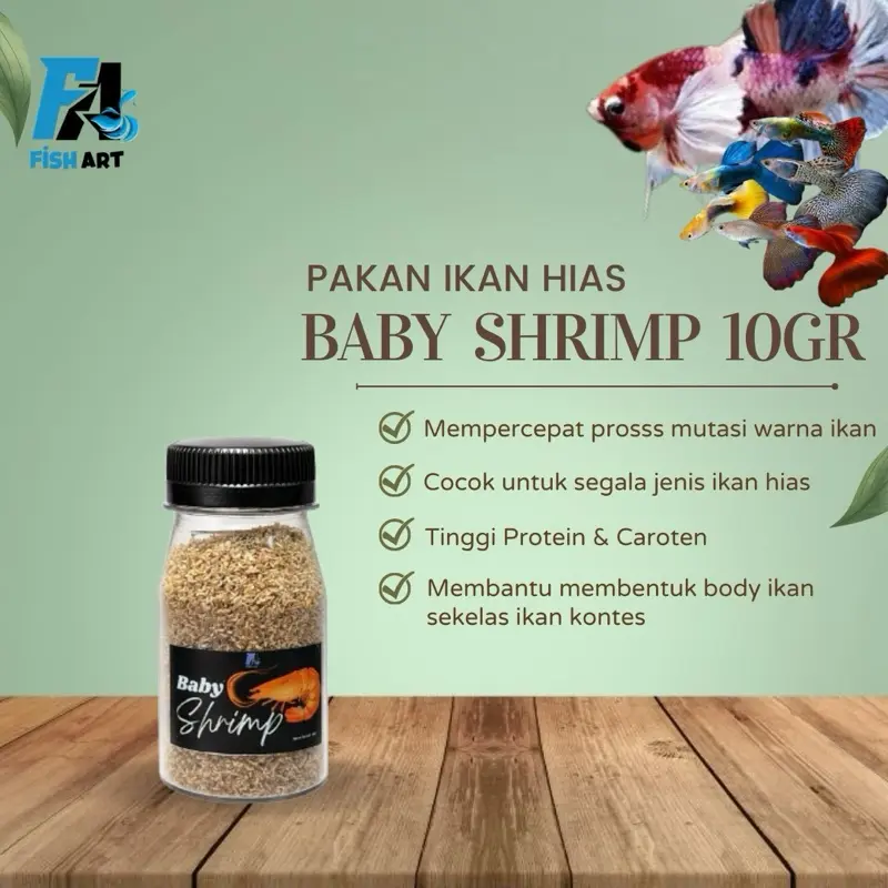 Fish Art • Baby Shrimp 10gram Makanan Ikan Cupang dan Ikan Hias kaya vitamin dan nutrisi untuk ikan hias guppy, molly dll