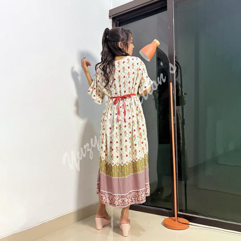 [Yuzy Dress] Dress Mama Muda Busui LD105 PB 110 Bumil Bahan Viscose Sebawah Lutut - Casual Wanita 1