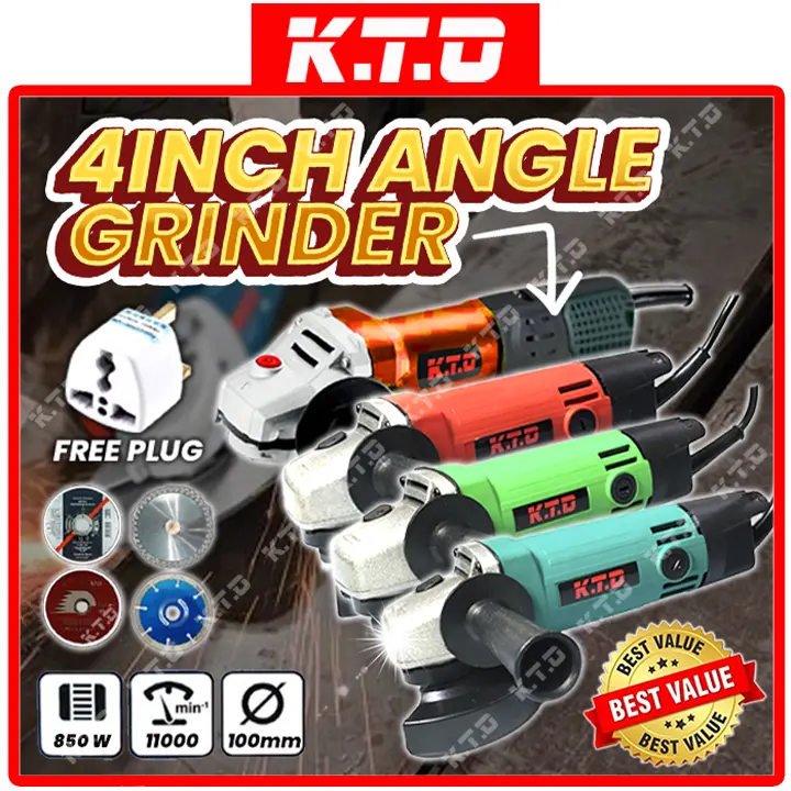 KTO-100 4Inch Angle Grinder Wood PVC Metal Cutter Grinding Machine 220V 100MM / Mesin Canai Potong
