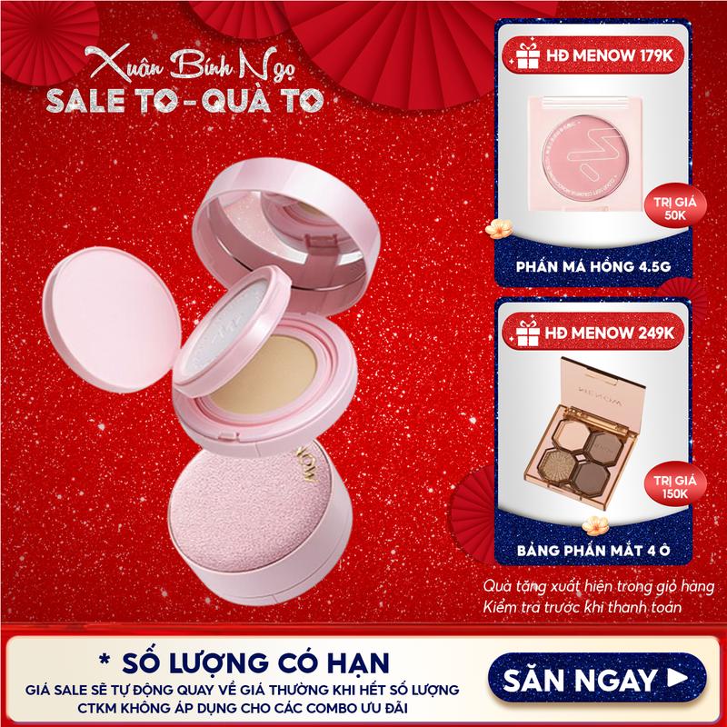 Phấn Nước Kèm Phấn Phủ 2in1 MENOW Hỗ Trợ Kiểm Soát Dầu Hỗ Trợ Dưỡng Ẩm Light Makeup Powder Cushion Powder Cream 17g