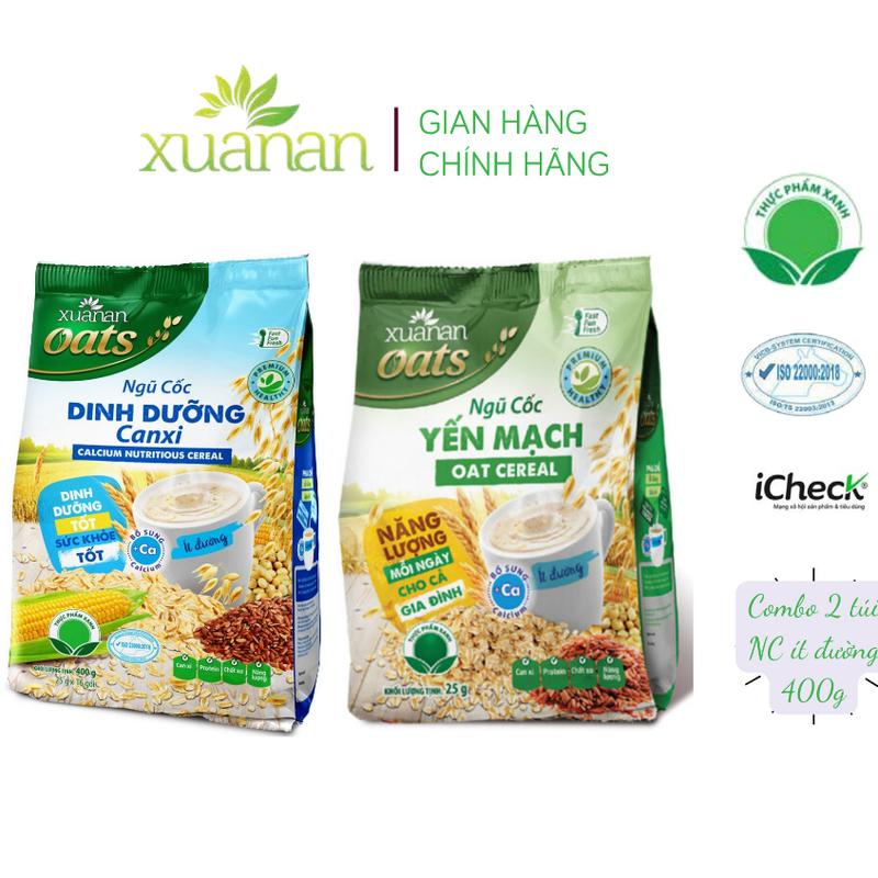 Combo 2 túi: Ngũ Cốc Dinh Dưỡng Canxi + Ngũ Cốc Yến Mạch ít đường 400G