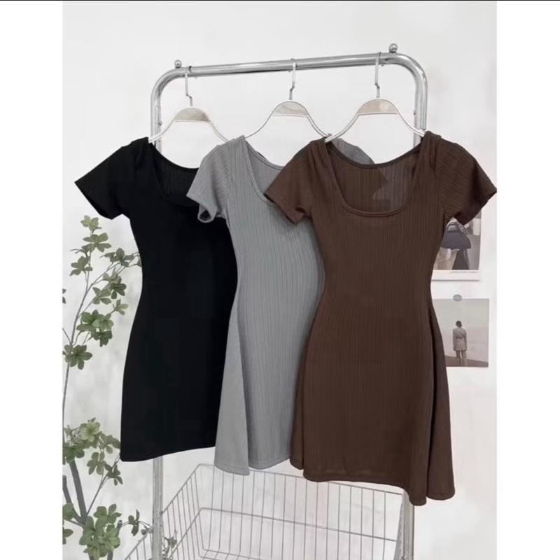  B10 Đầm cổ vuông chữ U dáng xoè ngắn  Váy Cổ Vuông dáng ngắn xoè size dưới 53kg 