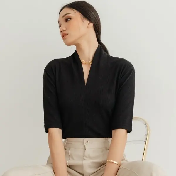 LAGOS TOP / ATASAN WANITA / ATASAN KNIT V-Neck