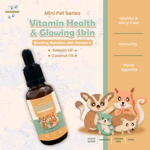 Vitamin Health & Glowing Skin Sugar Glider, Hamster, Landak Mini, Tupai, Omega 3 Minyak Salmon & Coconut Oil - Wonderpaw