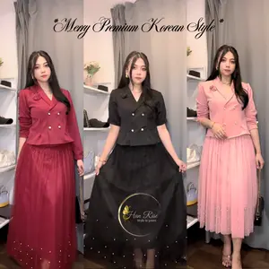 HR - Merry Set Korean Premium| Setelan Rok Panjang & Rok  Midi | Hijab Friendly untuk Dewasa Remaja Formal Casual