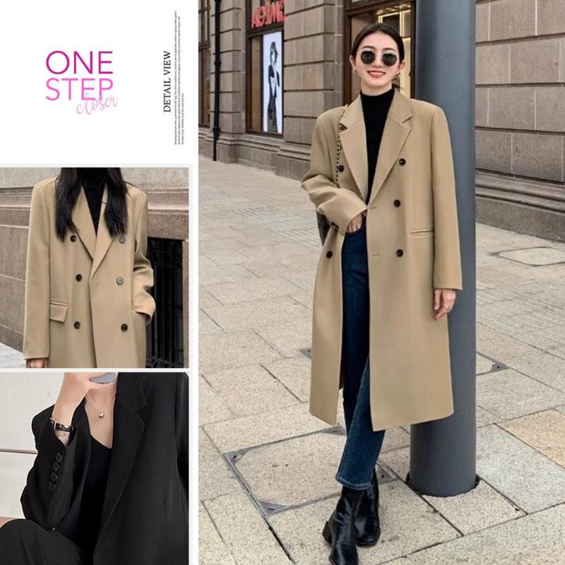 Long Coat Blazer Outer Outfit Musim Semi Korean Style (S2-014-Y22) Casual Jaket Panjang Basic Coklat 7