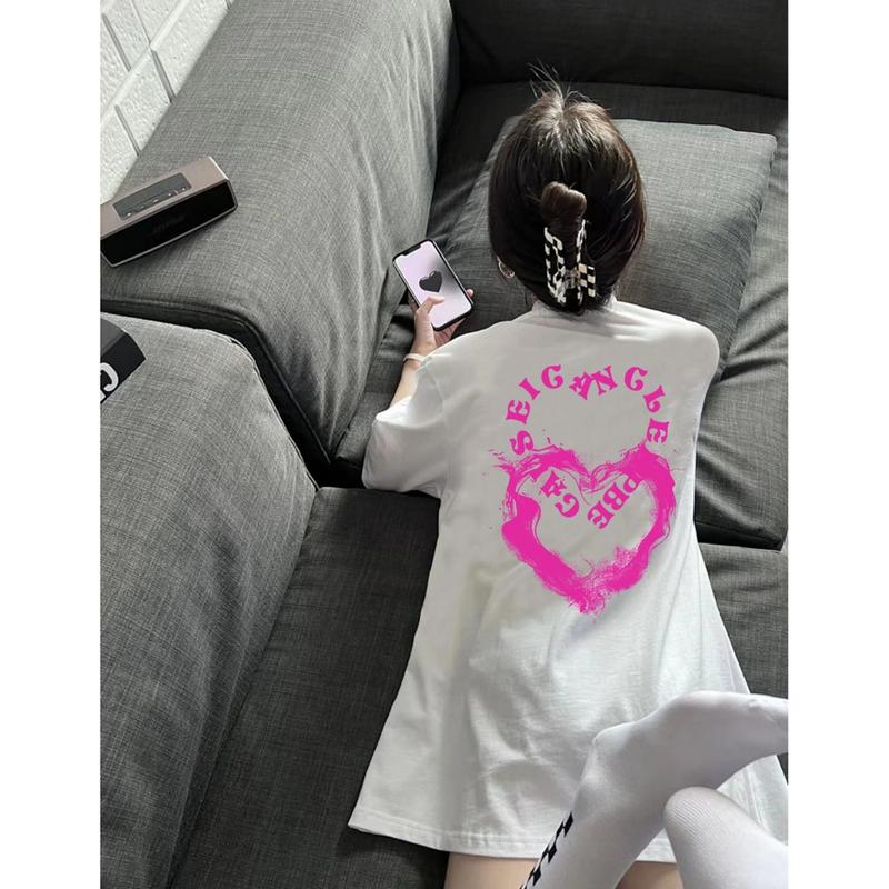 Print T-shirt Kaos Lengan Pendek Retro Love Ink Baju Wanita Oversize Korean Style bisa cod bisa instand atasan wanita lengan pendek 2