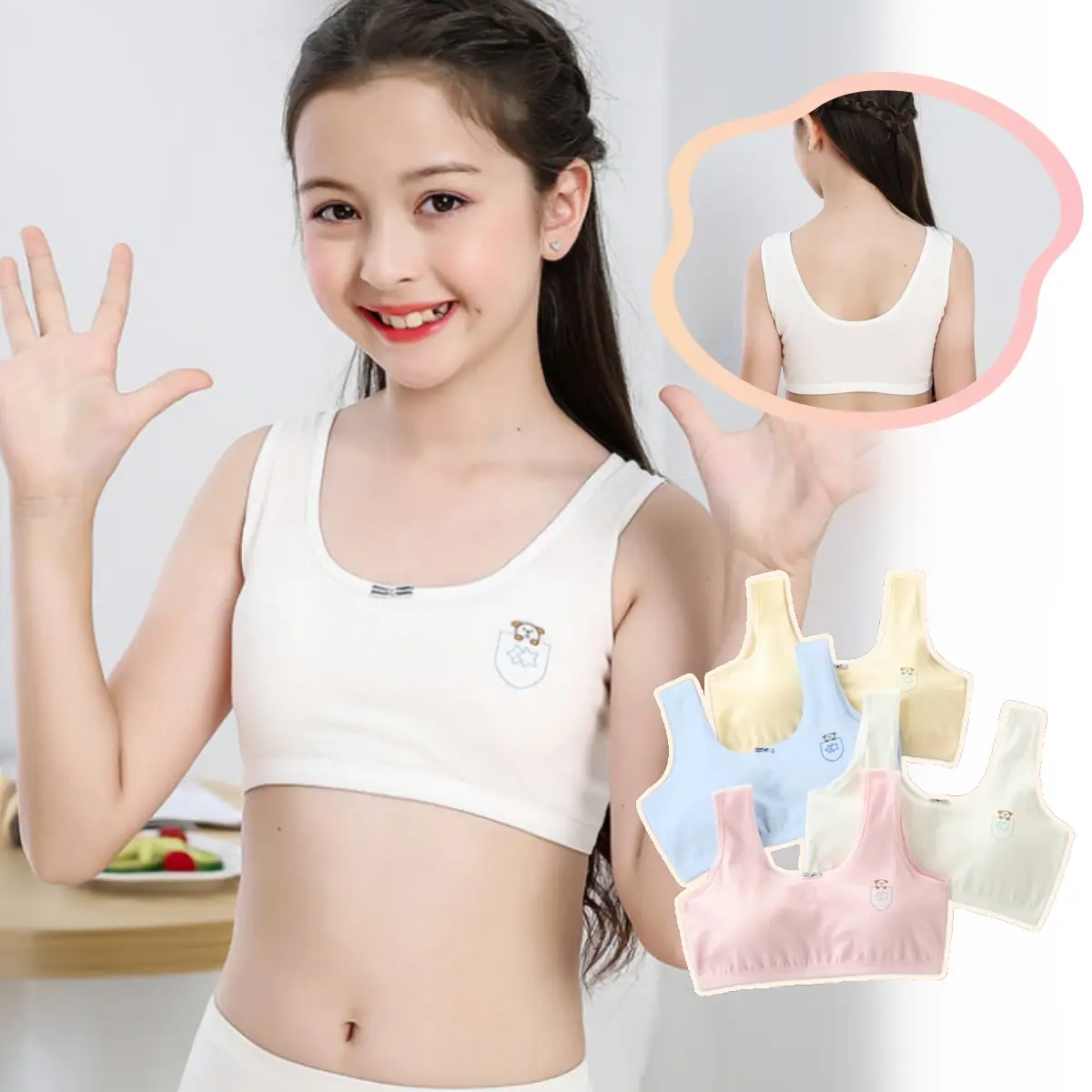 Áo Ngực Trẻ Em, Dành Cho Bé Gái 8-16 Tuổi, Đồ Lót Cho Bé Gái Trẻ Trung, Áo Ngực Tập Luyện Tuổi Teen, Làm Bằng Bông, Áo Ống Áo Ngực Dễ Thương, Thích Hợp Cho Bé Gái, Áo Vest Thể Thao