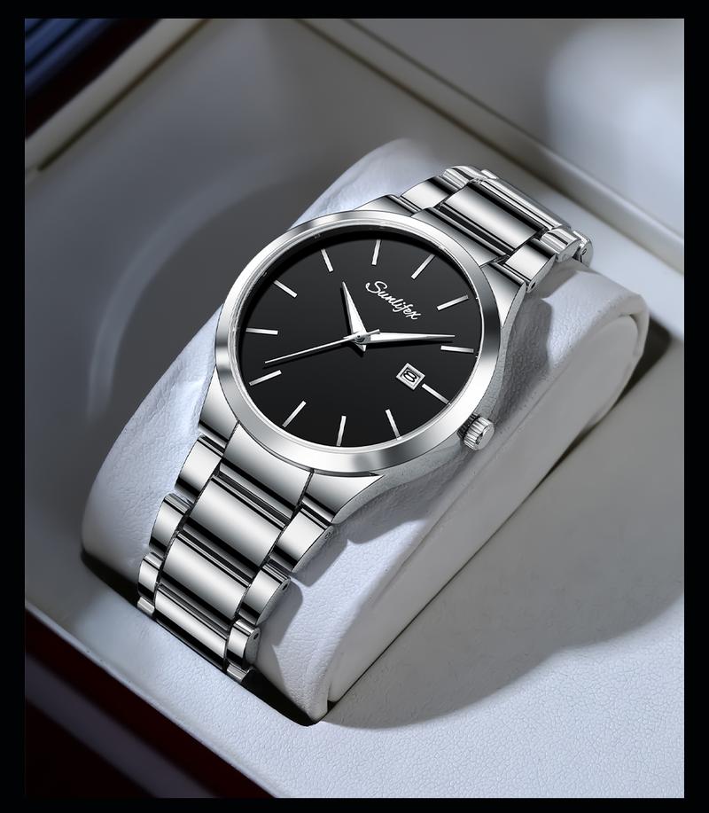 Product Introduction of 【003 Harga telah diganti, cepat beli】Sunlifex Jam Tangan Pria Original Business Tanggal Analog Tali Stainless Steel Jam Tangan Cowok  SL9107-M 13