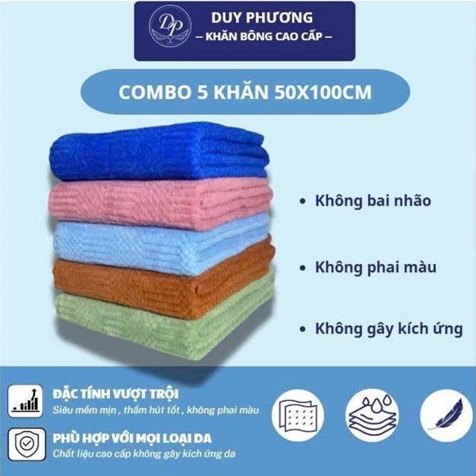 COMBO 5 Khăn Tắm 50x100cm Microfiber Siêu mềm mịn thấm hút,Không xổ bông phai màu.