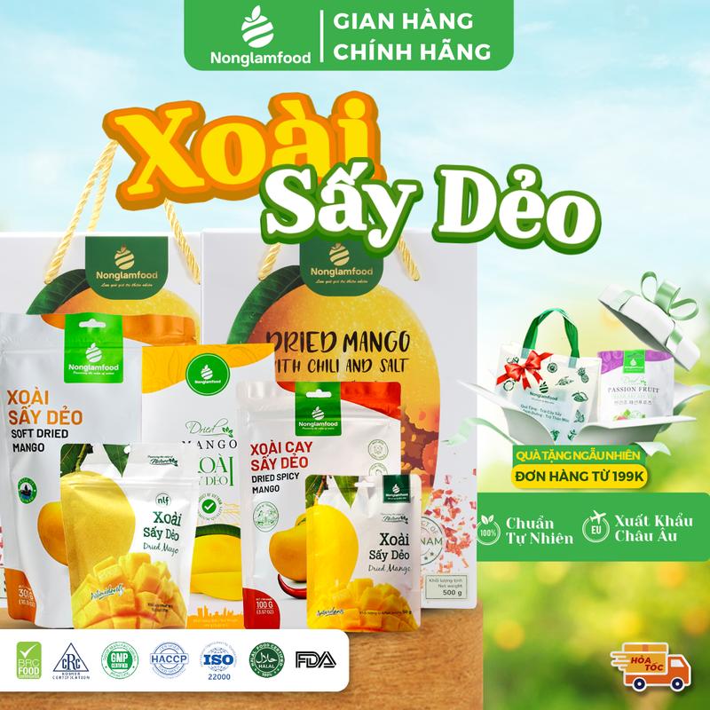  Xoài Sấy Dẻo Xoài Muối Ớt Xoài Sấy Dẻo Phủ Socola Nonglamfood Túi 50g 75g 100g 200g 300g 500g Healthy Snack 