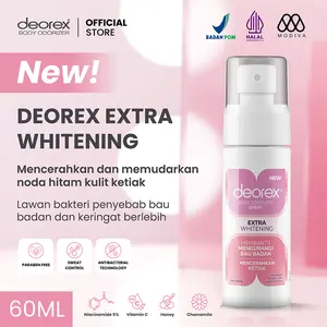 Deorex Body Odorizer Extra Whitening Spray 60ml Pengganti Deodorant Antiperspirant Brightening Solusi Bau Badan dan Keringat Berlebih