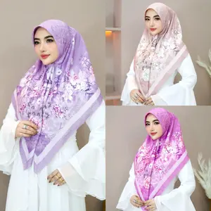 Zalika Fashion Jilbab Segiempat Motif Digital Printing Eksklusif Bahan Voal Premium Desain Unik Muslim Square Kerudung 110x110cm