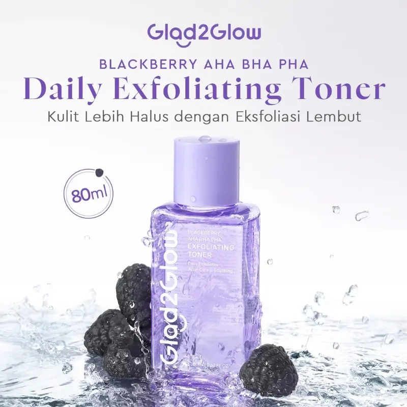 GLAD2GLOW - Blackberry AHA BHA PHA Daily Exfoliating Toner 80ml 0