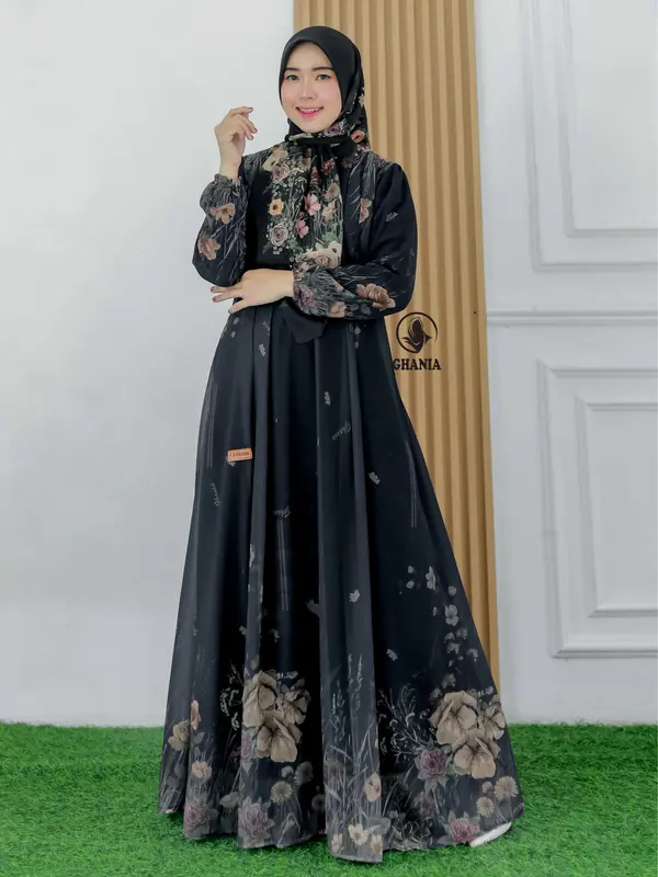 Ghania Cellosia Dress- Putih- lavender- khaky- hitam- maroon 2