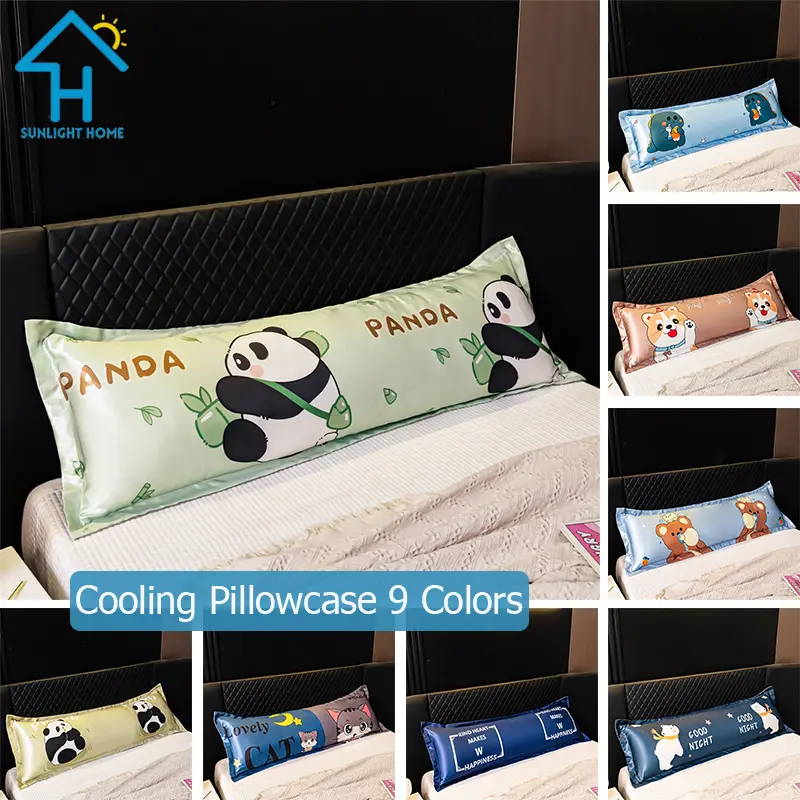 SUNLIGHT HOME Cooling Lengthen Pillowcase 9 Colors,Cute Bolster Case,One-piece Double Pillow Case,Couple Pillow Case
