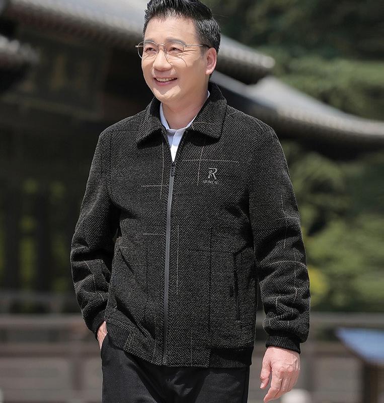 Áo khoác nam trung niên vải dạ nhung cổ bẻ tặng bố áo khoác menswear thu đông 2026 SC30