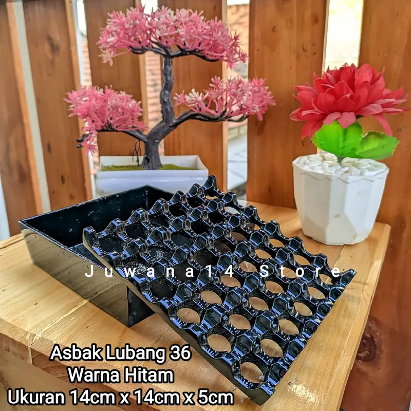 Asbak Aluminium Lubang 36 Hitam Mewah 14cm x 14cm x 5cm untuk Hotel dan Kado 0