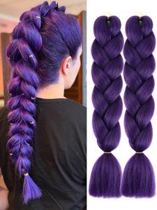 2 Paquetes de Cabello Jumbo Morado para Trenzar 24 Pulgadas - Morado Lago y Morado Claro Cabello Sintético para Trenzar Extensiones de Cabello Sintético de Alta Temperatura Arcoíris para Bodas y Estilismo de Maquillaje