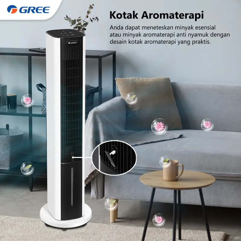 GREE Tower Fan Air Cooler Kipas Angin Model GTA-ACOOL6 Kapasitas 6L with Aromatherapy ACOOL 6 2