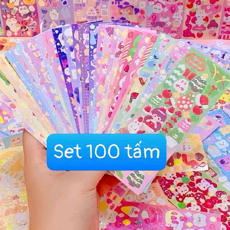 Set 100 Tấm Stico - Bộ 100 Miếng Stico Đa Dạng Màu Sắc Và Thiết Kế