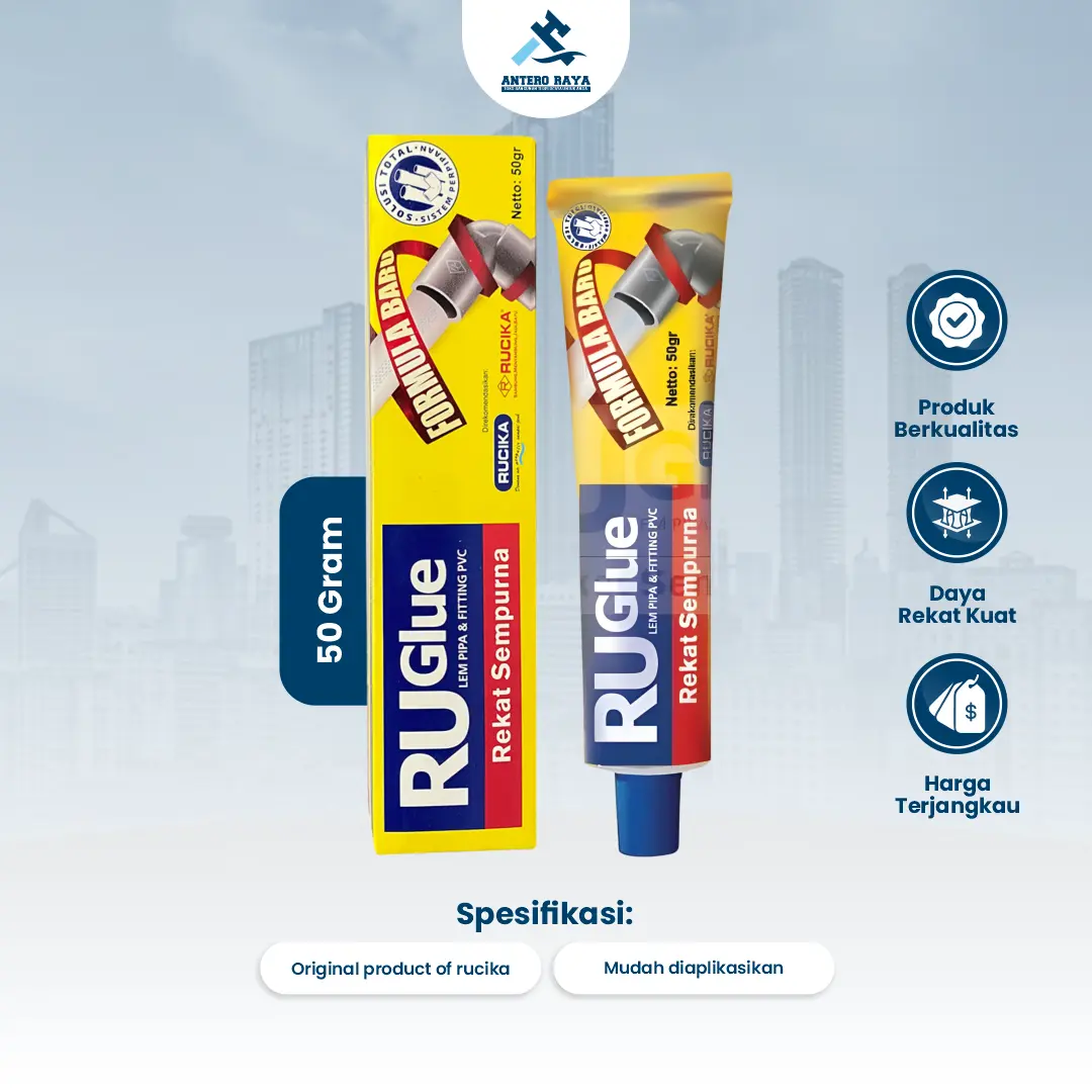 Lem Pipa Ruglue Rucika 50 Gram Perekat Pralon Super Kuat Original
