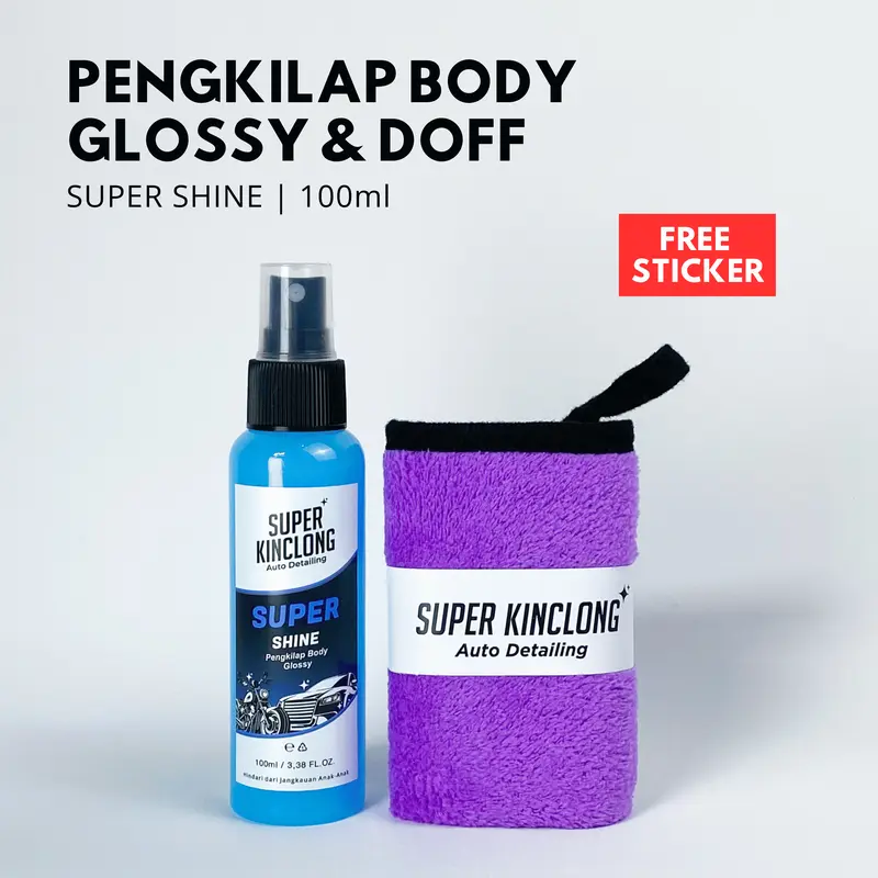 PENGKILAP BODY GLOSSY & DOFF MOTOR & MOBIL FREE LAP MICROFIBER / SUPER SHINE SPRAY WAX / UKURAN 100 ML SUPER KINCLONG kit 0