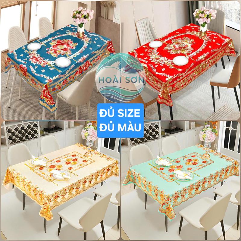   6 Kích Thước Tùy Chọn  Khăn Trải Bàn PVC dài Khăn Trải Bàn Nhựa Dập Nổi Ren Hoa Chống Thấm Nước Nhiều Kích Thước 