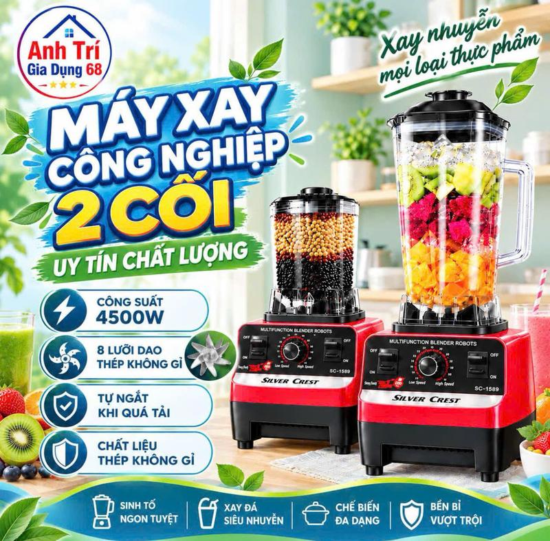 {DEAL ĐỘC QUYỀN }{TẶNG 2 CỐI} Máy Say Sinh Tố Đa Năng KAW SILVER CREST 4500W, MÁY XAY SINH