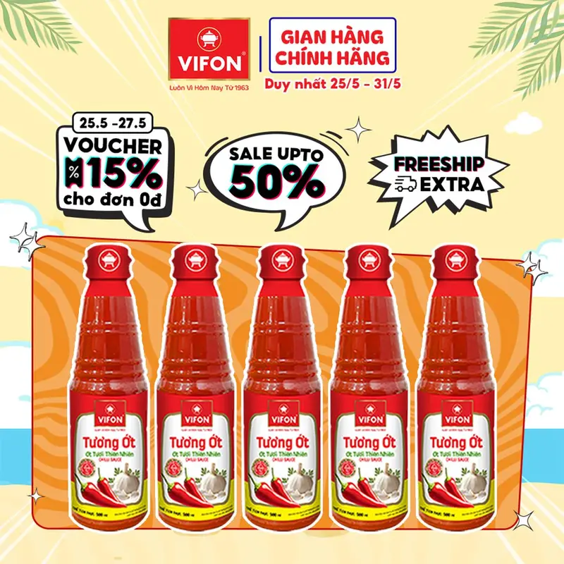 [VOUCHER HOT 15%] Set 2/ Set 5 Gia Vị Tương Ớt VIFON 500ml/ Chai Nước Sốt 2