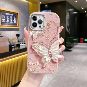 Casing hp softcase butterfly pink cover cocok untuk semua tipe iphone oppo vivo samsung infinix realme redmi case XPD0069