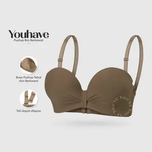 YOUHAVE JOOL BH Bra Seamless Lembut Half Cup B Busa Sedang Push Up Kawat Kait 3 Bra Tali Bisa Dilepas 100196 Wanita Katun Nyaman Tipis