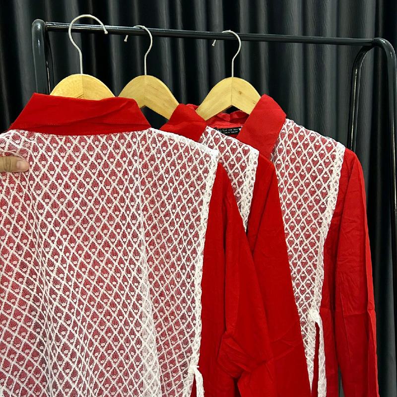 SPESIAL KEMEJA MERAH PUTIH/ ATASAN TERLARIS KATUN MIX BURKAT/ BUSUI FRIENDLY/ KC AKTIF/ LD 114 Atasan Katun Casual Wanita Kancing Salur/ EDISI AGUSTUSAN Formal Nyaman Santai 9