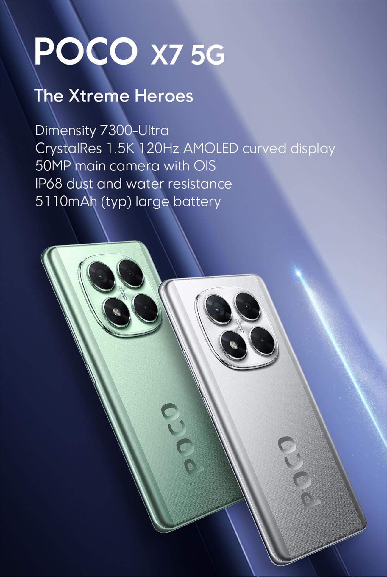 POCO X7 5G | Dimensity 7300-Ultra | CrystalRes 1.5K 120Hz AMOLED curved display | 50MP main camera with OIS [Official Store]