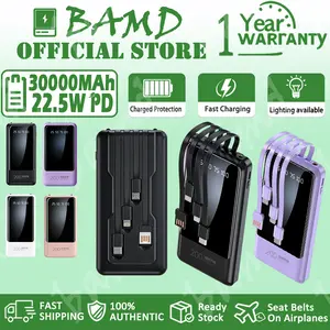 Powerbank 30000mAh 22.5W PD dengan 3 USB Output & Indikator LED Cocok untuk iPhone, Oppo, Vivo, Xiaomi, Samsung Garansi 1 Tahun