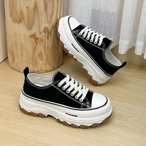 Jimin Low New 2024 Sepatu Sneakers Canvas Terbaru Fashion Wanita Import Model Kanvas Casual Karet Size 37-40 High turki putih hak tinggi
