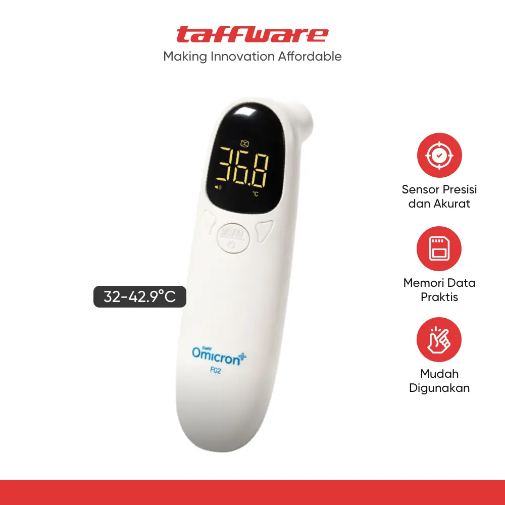 TaffOmicron Termometer Suhu Tubuh Digital Infrared Non Contact - F02