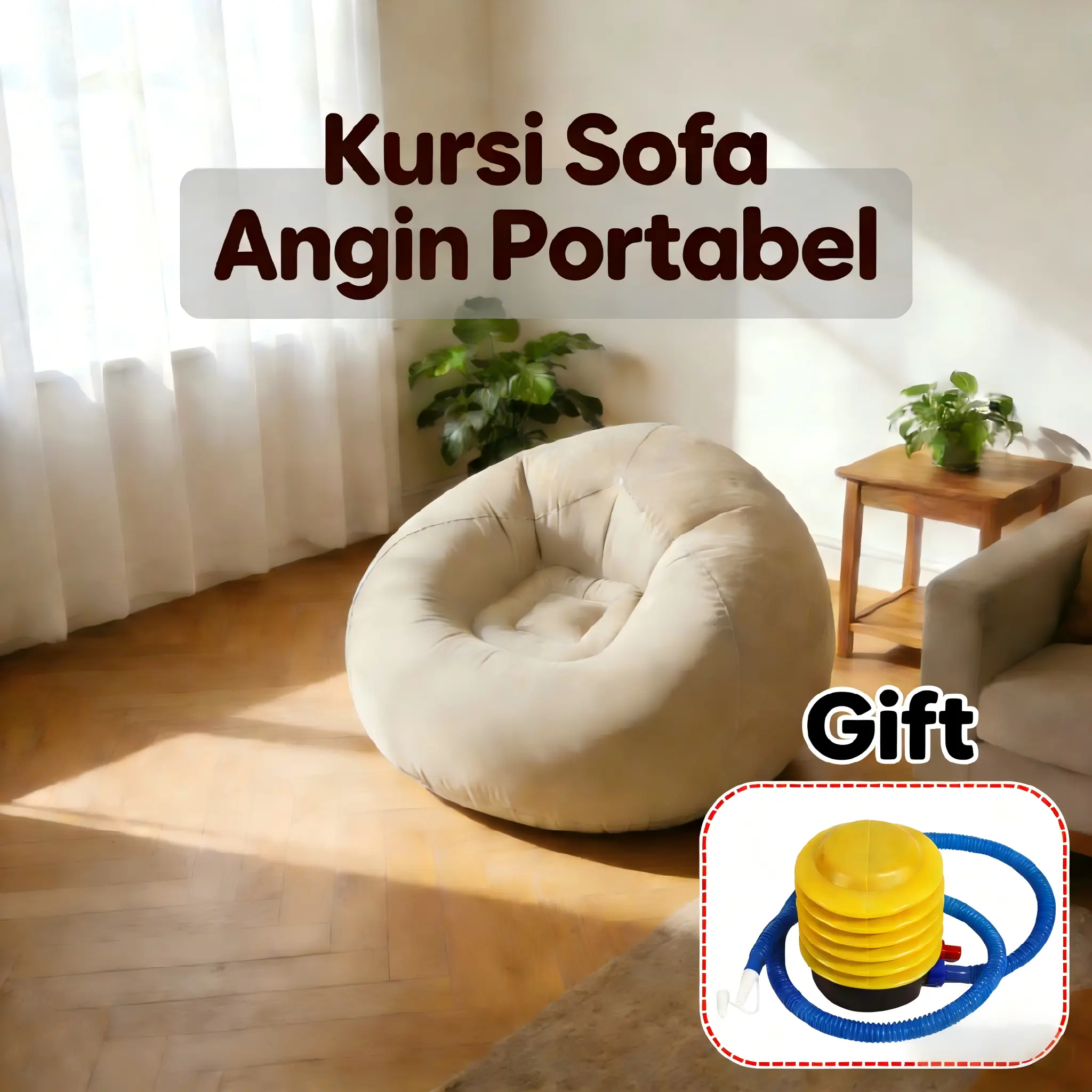 Inflatable Sofa Bean Bag Dewasa Single Sofa Minimalis Sofa Millenial Bean Bag Portabel Sofa Santai Angin Waterproof Furniture Sofa tiup Pompa gratis tahan lama