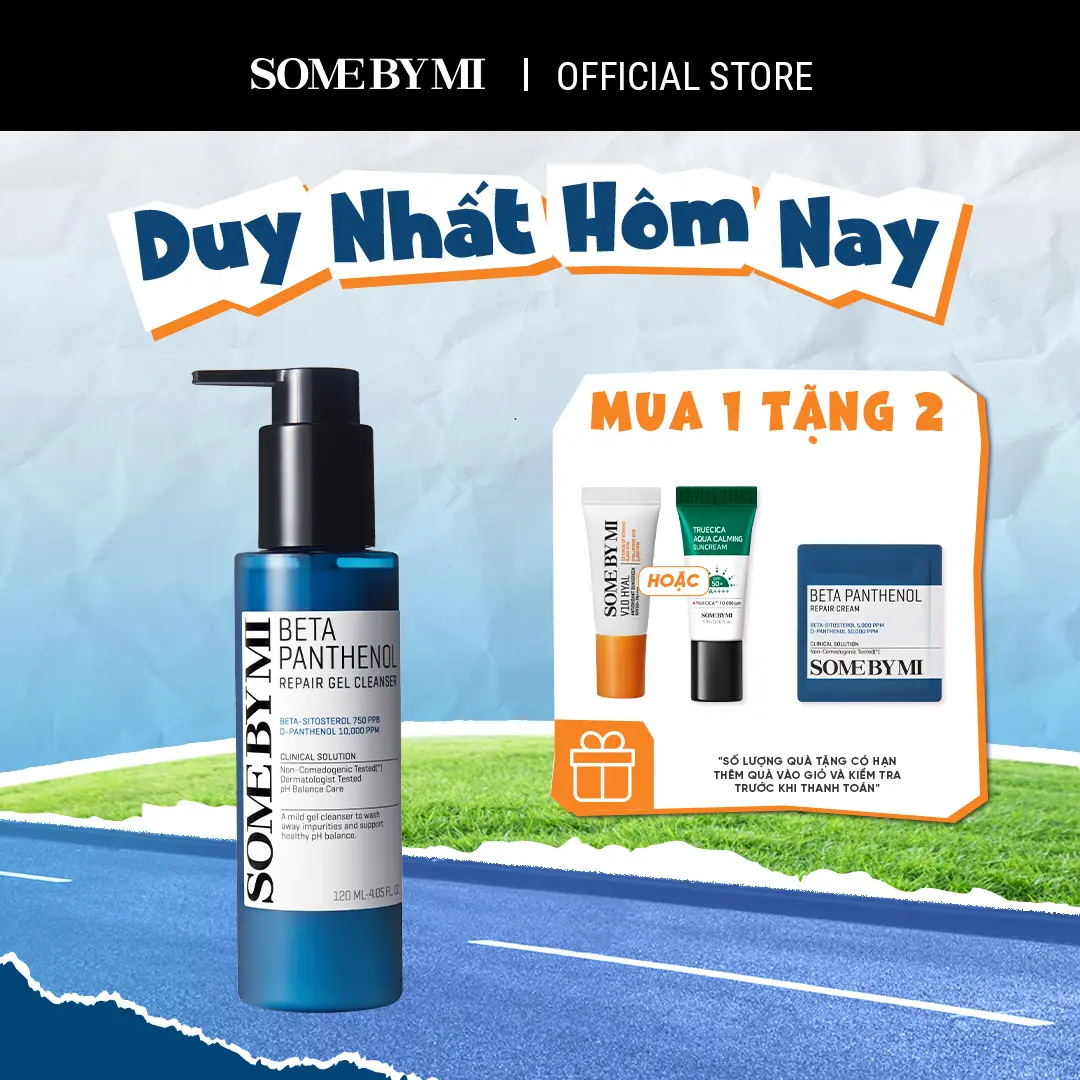 [Quà tặng 1 kcn aqua 5ml hoặc 1 kcn V10 5ml/g + 1 kem b5 1.5ml] Some By Mi Sữa rửa mặt phục hồi và làm sạch da Beta-Panthenol Repair Cleanser 120ml