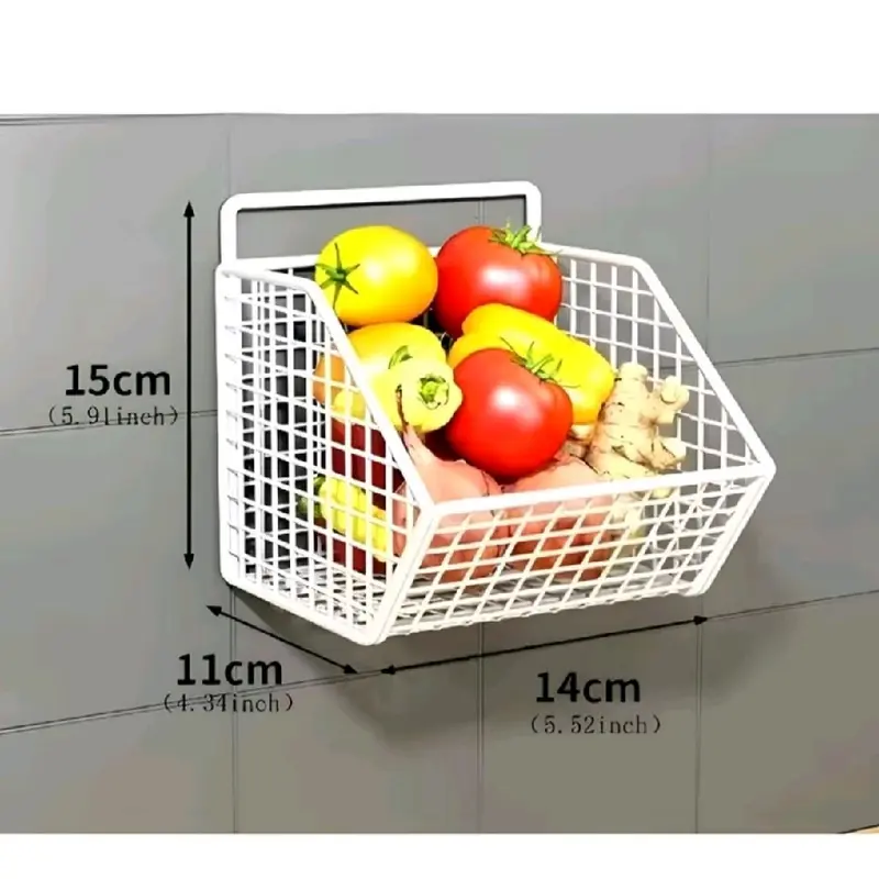 Rak Penyimpan Bawang Putih Jahe Gantung Dapur Besi 3 Sekat Anti Karat - Dinding, Buah, Penyimpanan, Paku 7