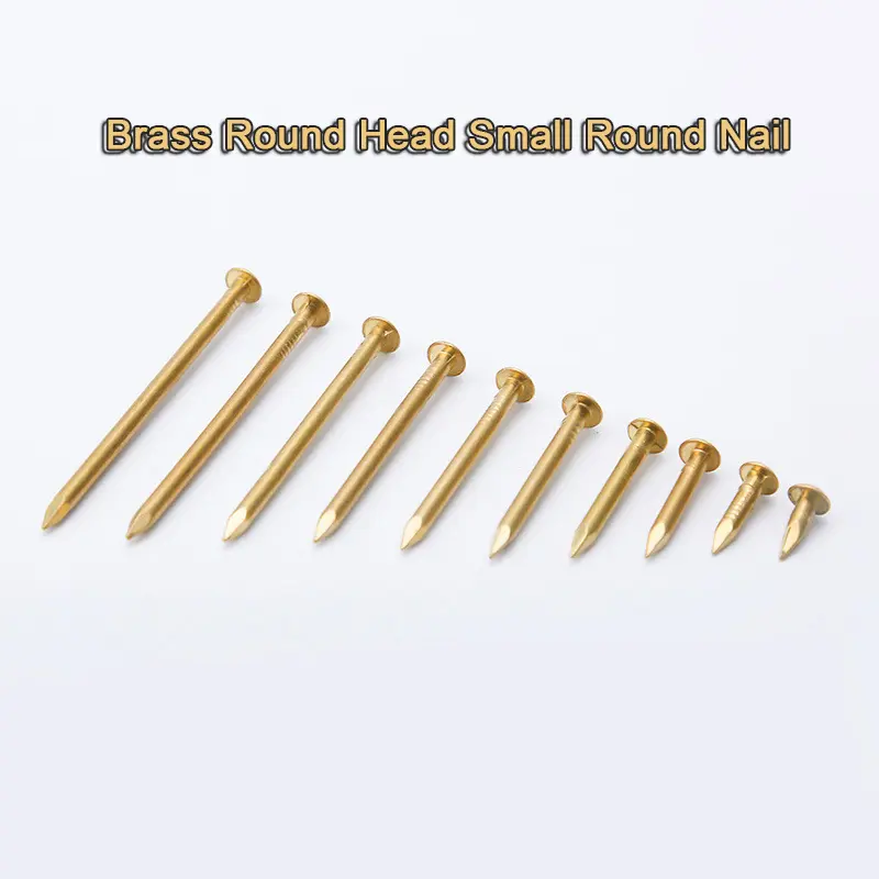 Đinh đồng thau, đầu tròn, để cố định đồ nội thất, có các kích cỡ 1,2mm / 1,5mm / 2mm / 2,8mm, 50 / 100 cái